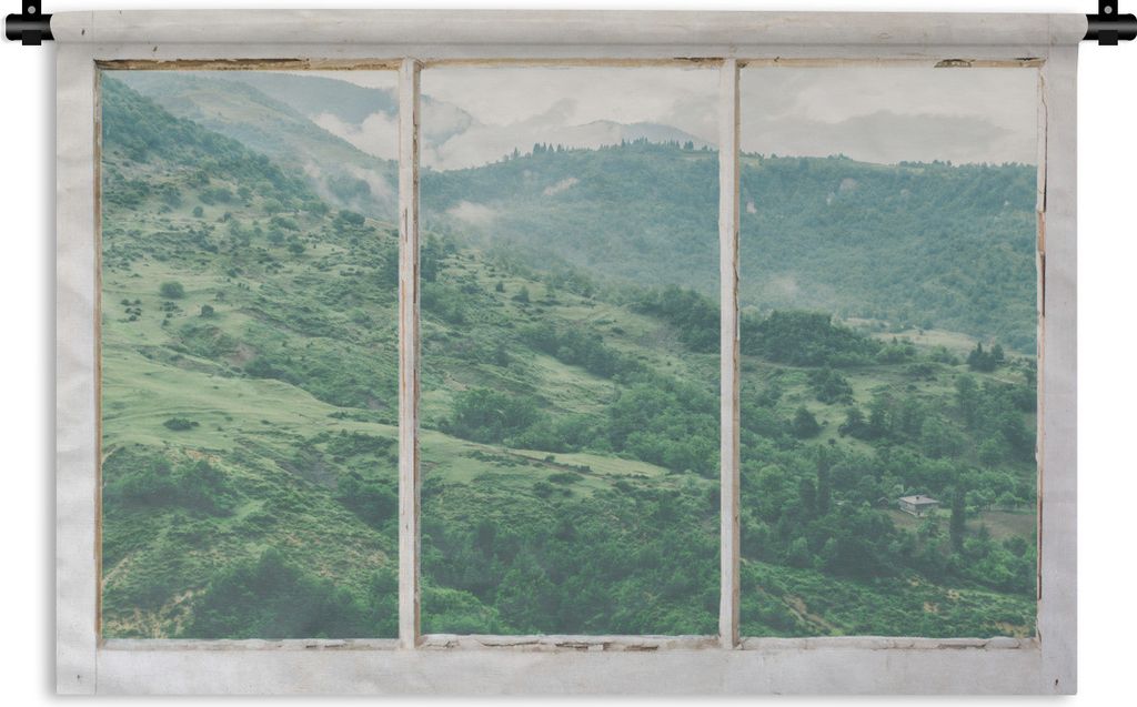 MuchoWow Wandteppich Wandbehang Aussicht - Landschaft - Grün 60x40 cm Tapisserie Dekoration Wandtuch - Wanddekorationen