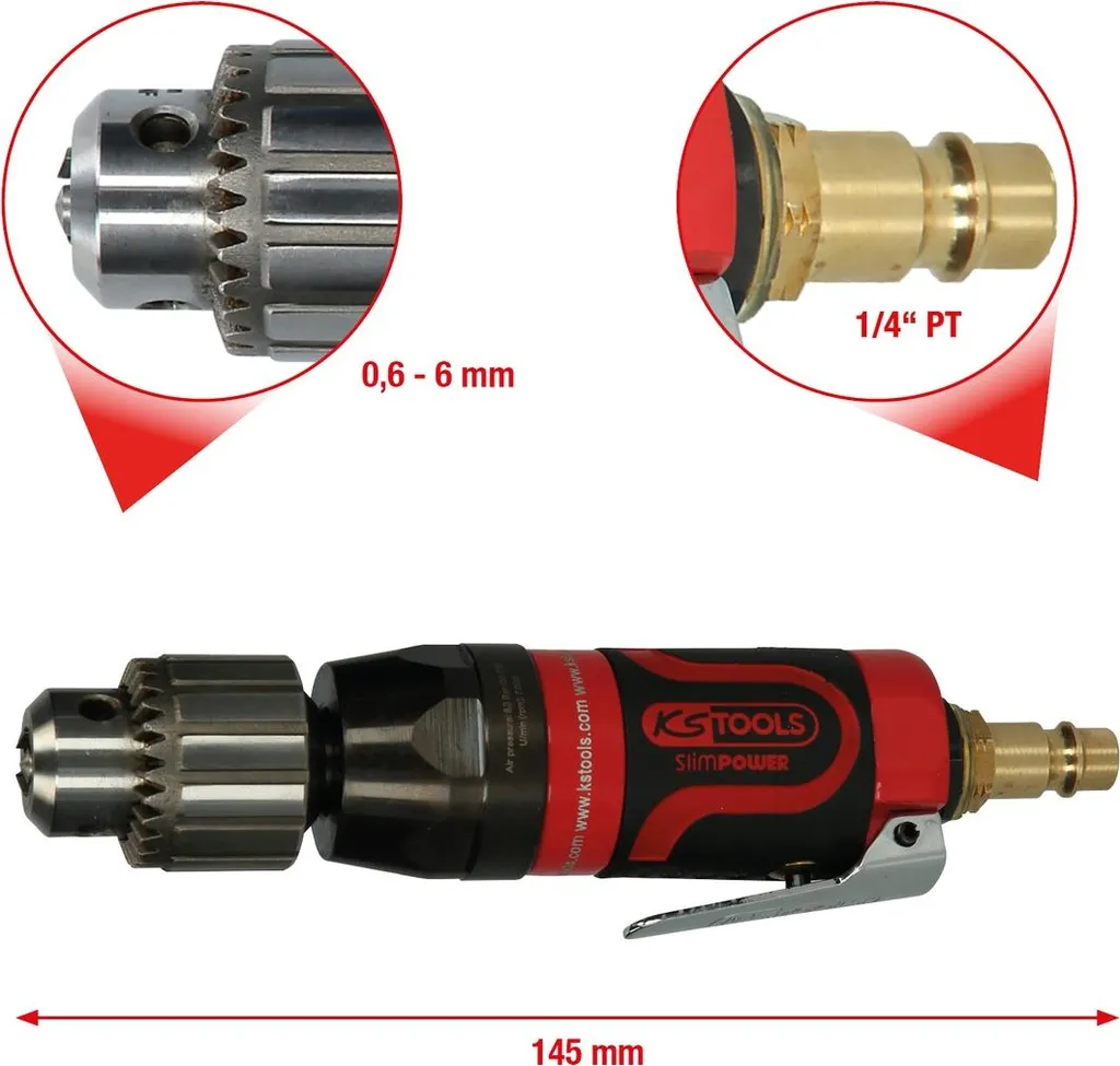 Perceuse pneumatique droite compacte 3/8 pouce pour accès difficiles