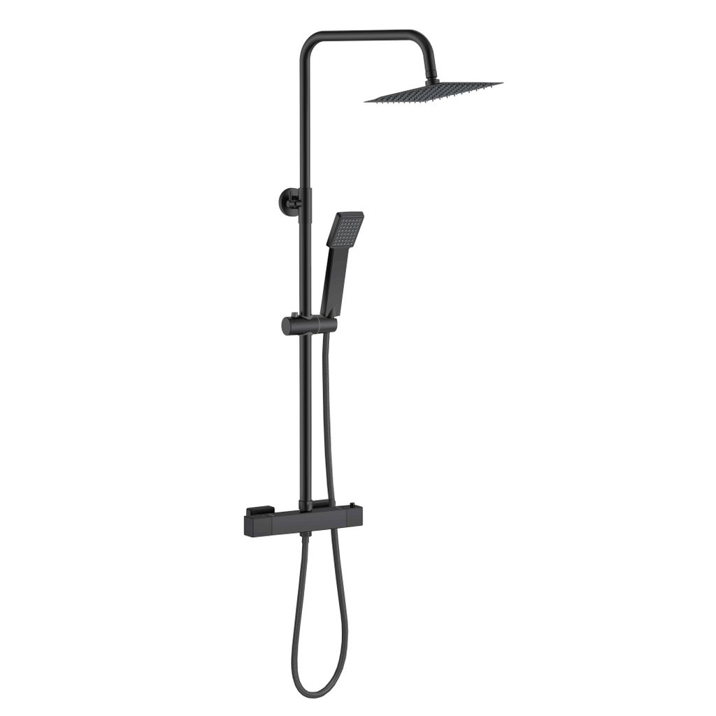 AICA Schwarzes Duschset mit 38 °C thermostatischem Produktbild 