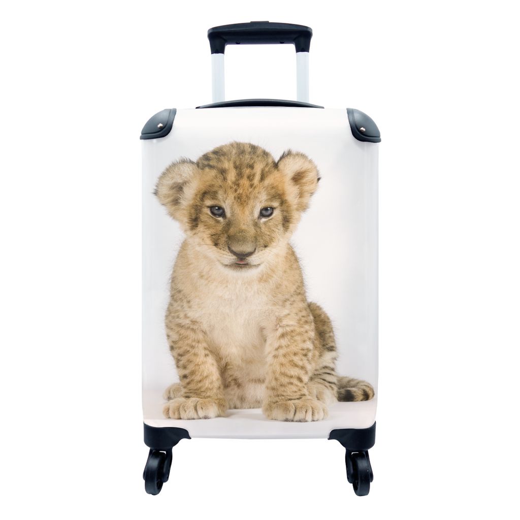MuchoWow Koffer Handgepäck Trolley Rollkoffer Kleine Reisekoffer mit 4 Rollen - Tiere - Löwenbaby - Porträt - Cabin Size < 55x40x23 cm & 55x40...