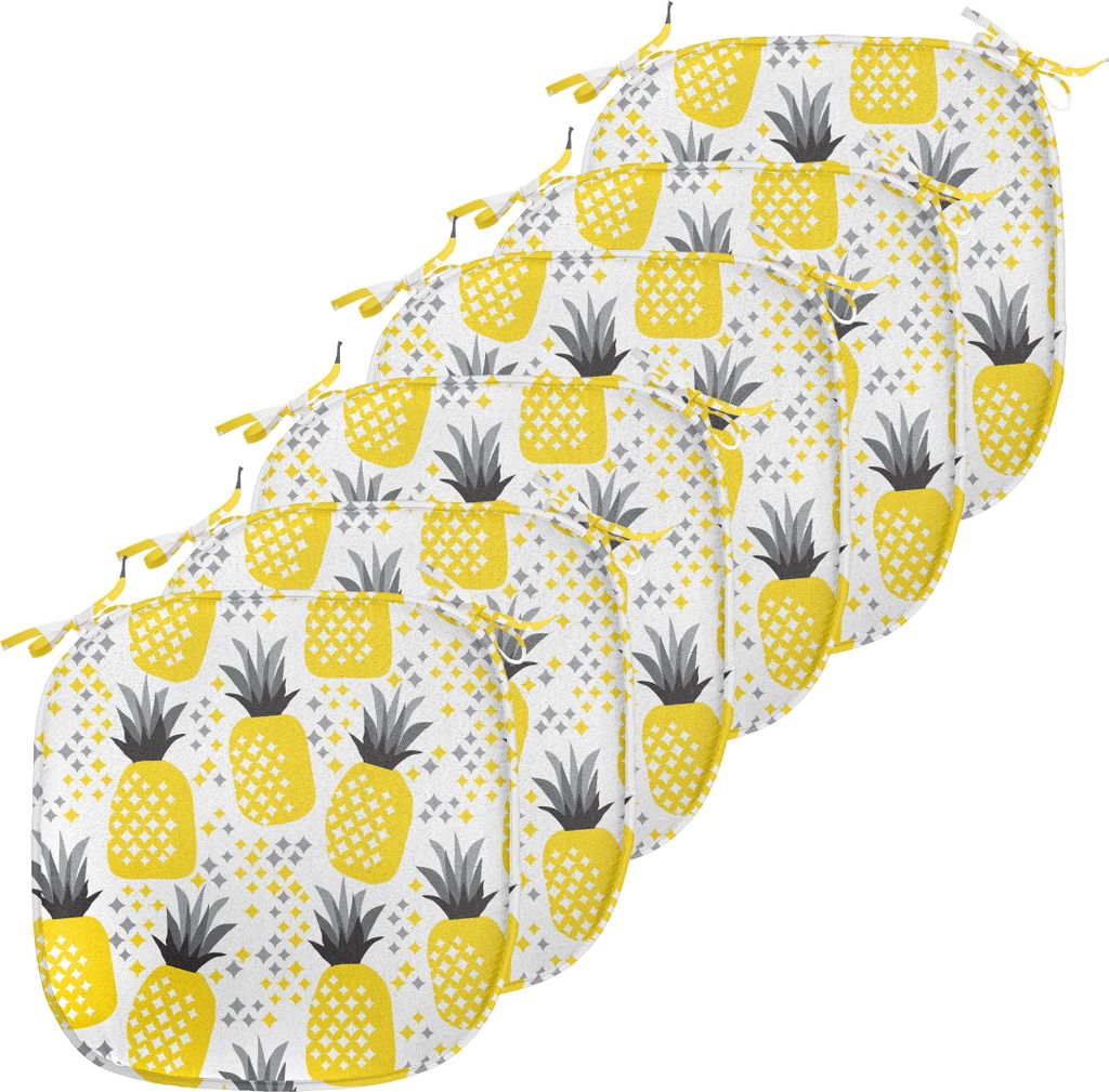ABAKUHAUS Exotisch Polster für Esszimmerstühle, Tropic al Theme, Dekoratives wasserfestes Kissen mit Riemen für Küchensitze, 40 cm x 40 cm-6er ...