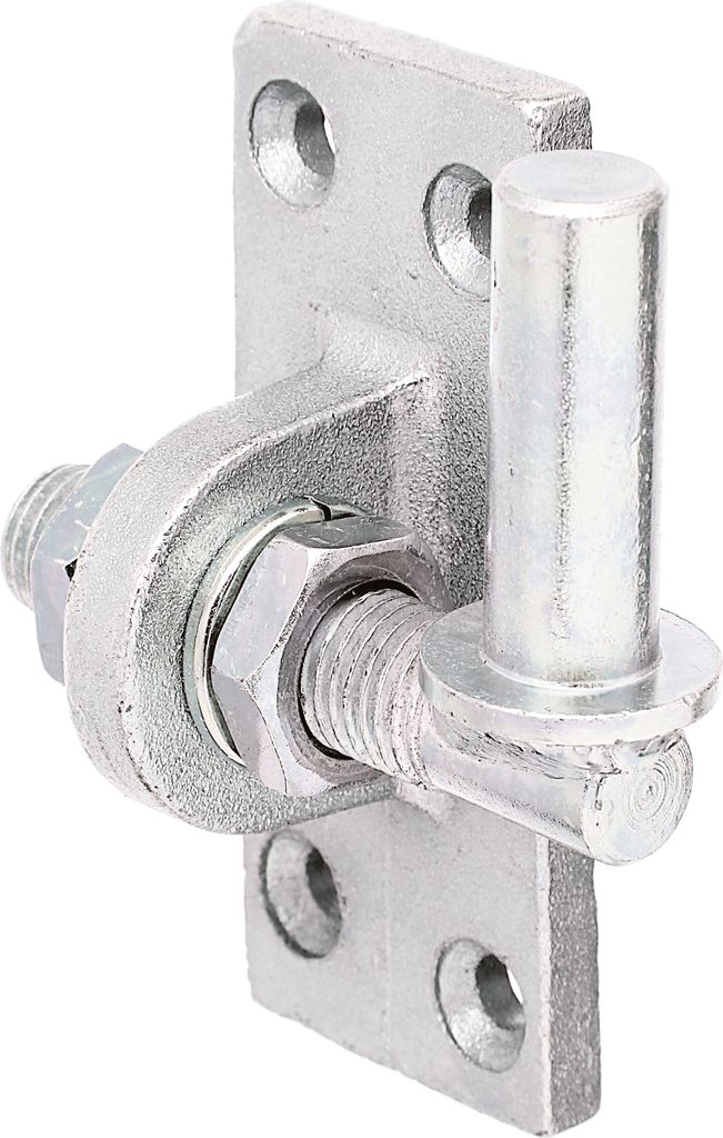 Alberts Kloben zum Anschrauben | verstellbar um 20 mm | galvanisch gelb verzinkt | Dornmaß Ø16 mm | Platte 105 x 45 mm | 2er Set