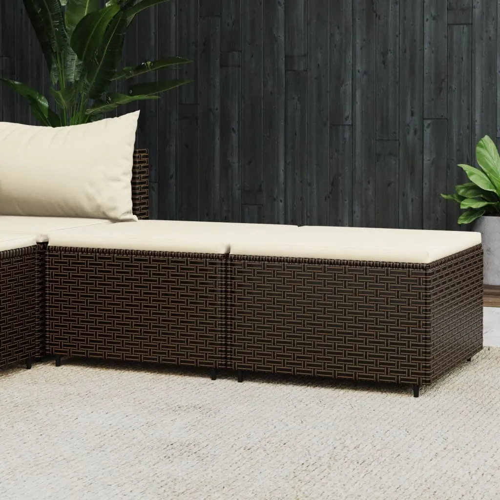 The Living Store Sgabello da giardino con cuscino 2 pz. Poli Rattan marrone