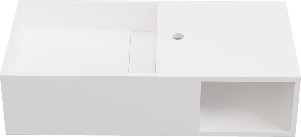 Wandwaschtisch aus Mineralwerkstoff mit Nische - Weiß - B Produktbild 