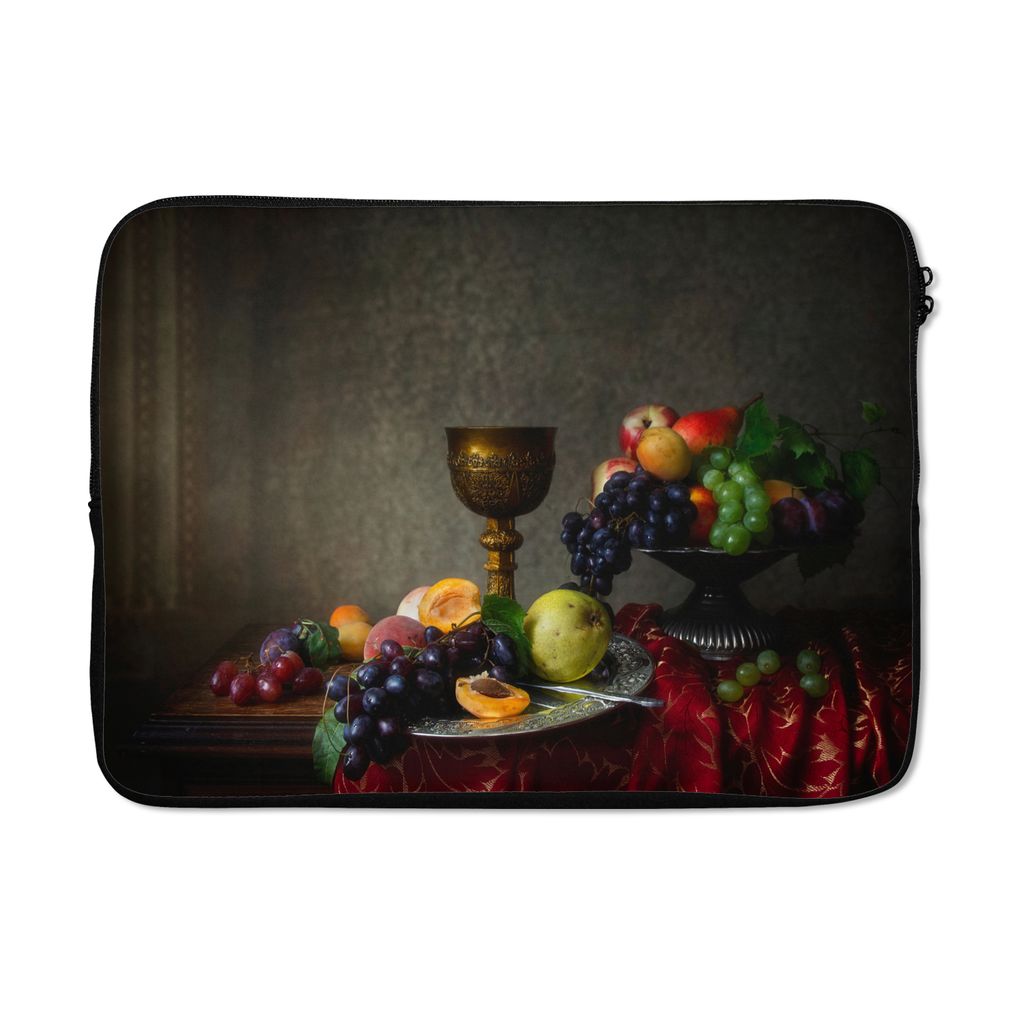 MuchoWow Laptop Hülle 13 Zoll Rustikal - Tisch - Obst - Stilleben - Tasse Laptoptasche - Laptophülle - Sleeve - Rundumschutz