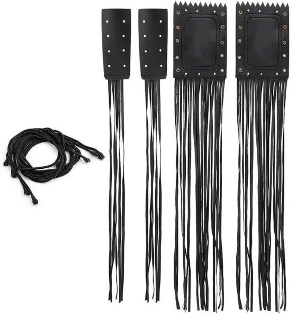 Embouts de poignées moto étanches en cuir noir avec franges souples