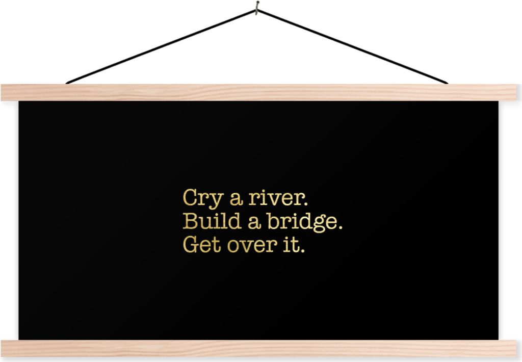 MuchoWow Textilposter Zitat - Brücke - Gold - Schwarz 60x30 cm mit holzfarbenen Rahmen - Dekoration