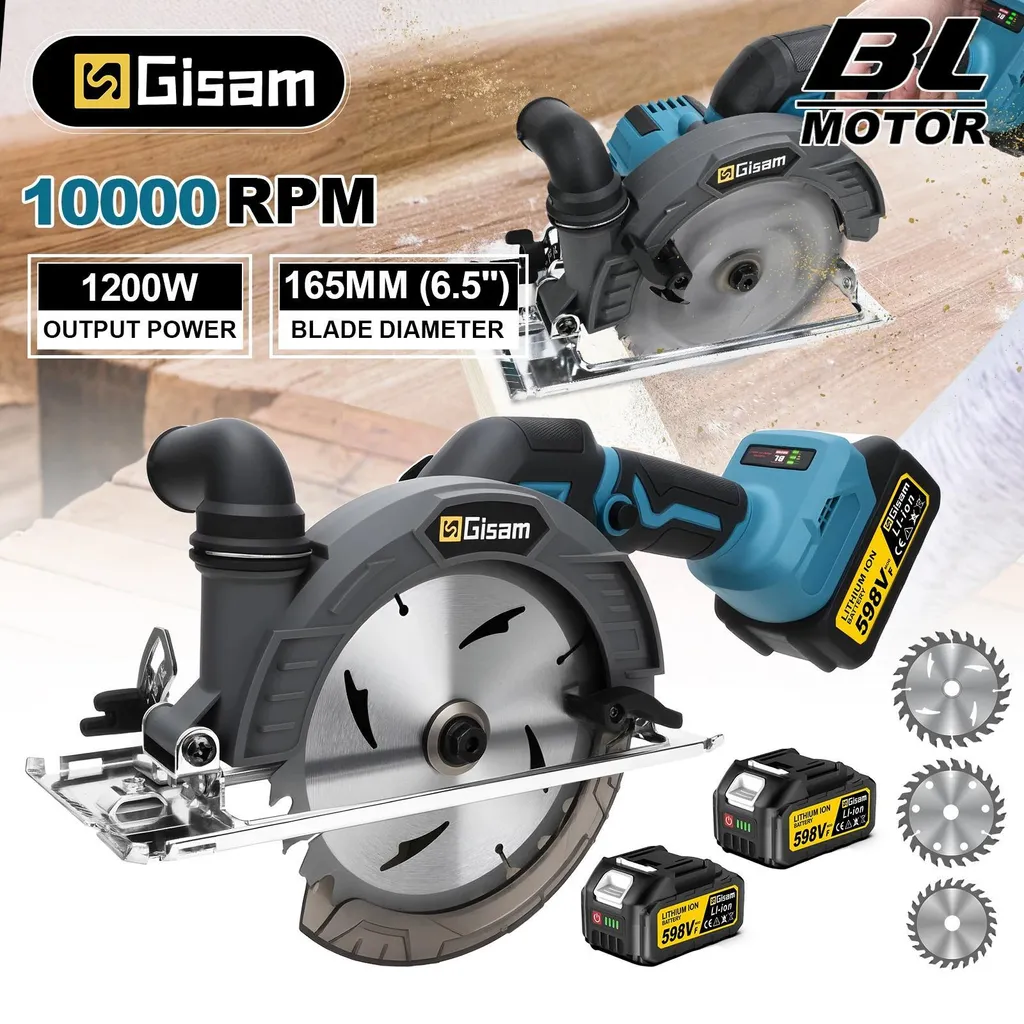 Scie circulaire sans fil 165 mm moteur brushless 18V avec 2 batteries