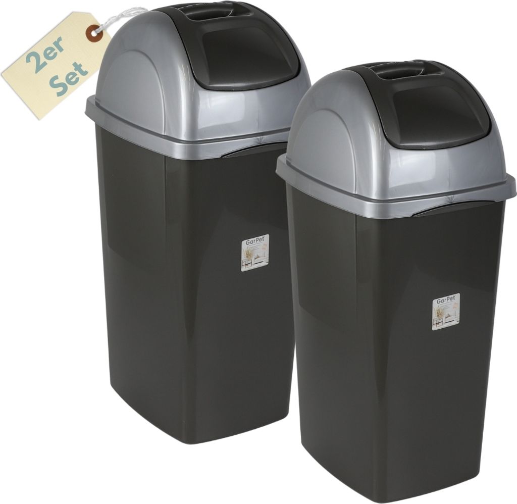 2er Set Mülleimer Schwingdeckel Mülleimer Küche 60l Groß Schwingeimer Mülltrenner Abfalleimer Küche Mülleimer mit Deckel Küchenabfalleimer