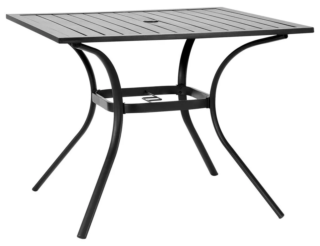 Table de jardin sans entretien acier anticorrosion noir trou de parasol