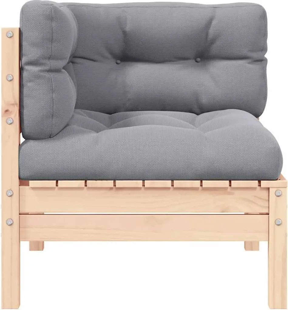 Divano Esterno Angolare in Pino Massiccio Grigio - Alta Resistenza