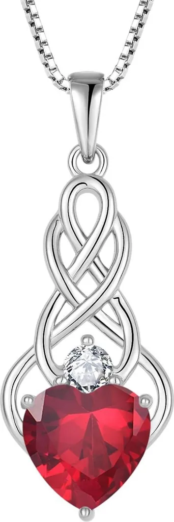Collier Argent 925 Rubis Nœud Celtique, Bijou pour Soirée et Fête
