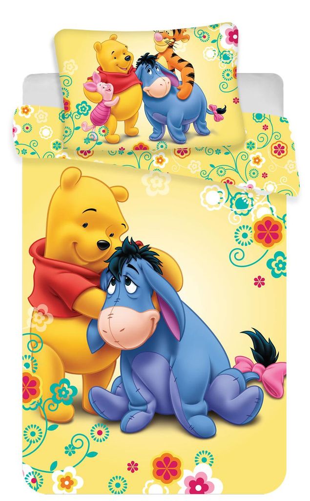Disney Baby Kinder Bettwäsche Winnie Pooh gelb bunt135x100 Produktbild 