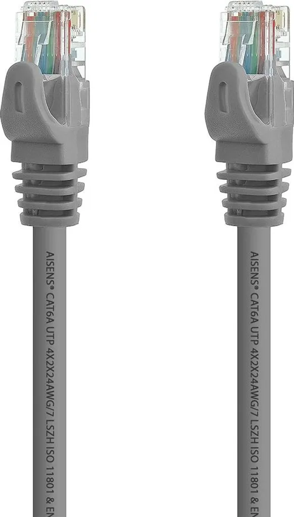 Cordon patch RJ45 Cat.6a UTP AISENS Gris de 25cm pour Baie de Brassage