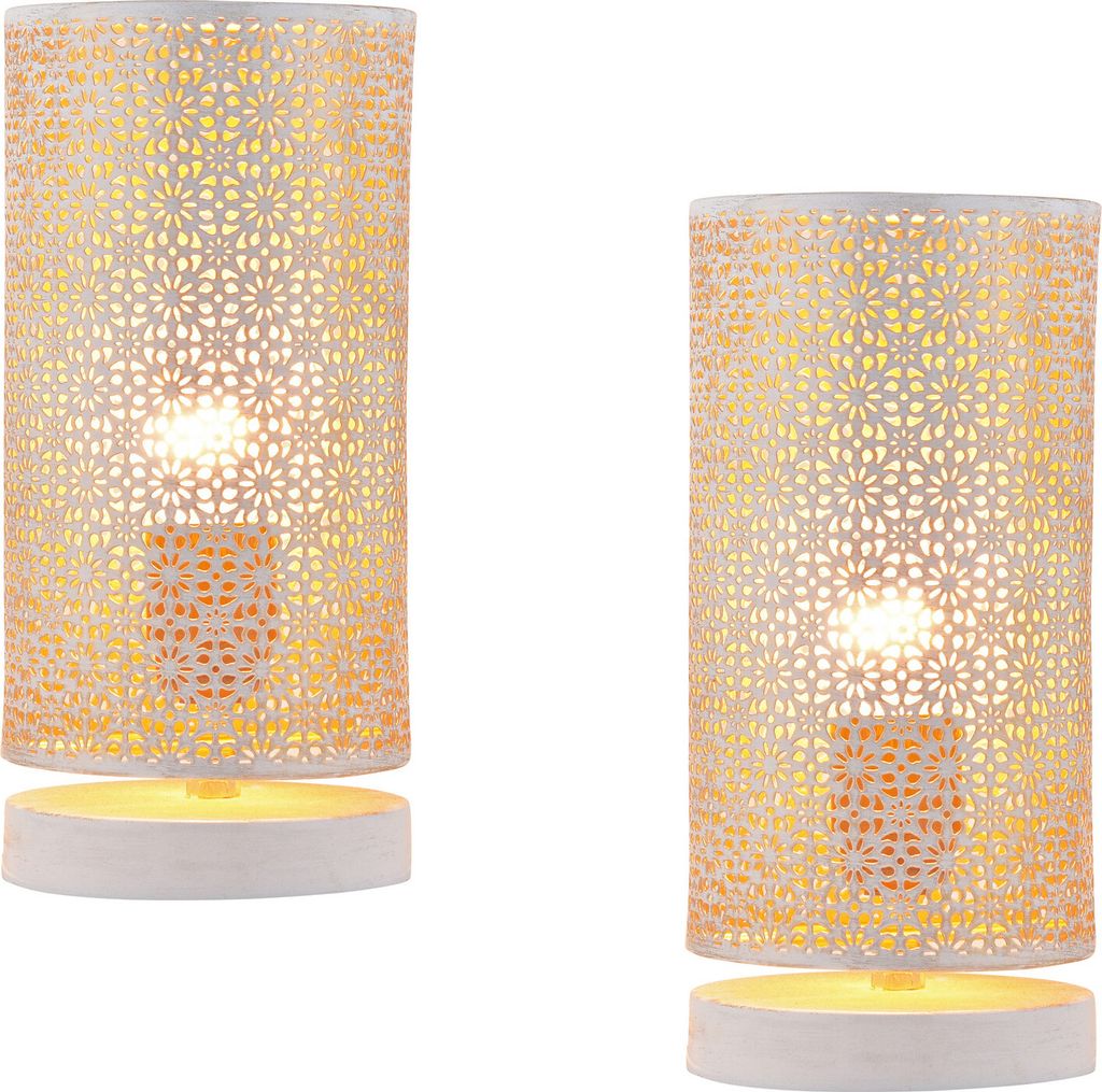 Marrakesch 2er Set Tischlampe Nachttischlampe 25cm groß | Orientalische Deko Lampe im Wohnzimmer Schlafzimmer oder Kinderzimmer | Moderne Tischleu...