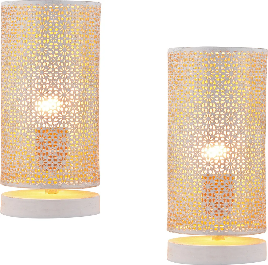 Lampe de Table de Nuit Style Bohème 25cm - Set de 2 Luminaires Déco