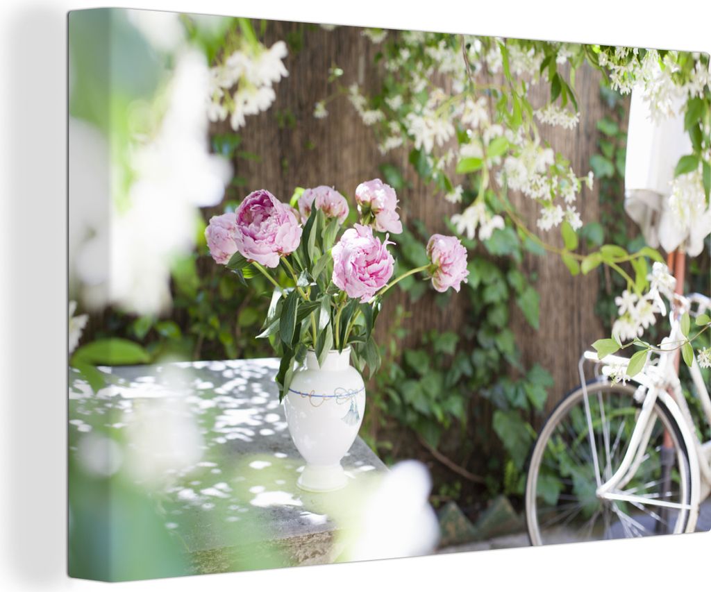 OneMillionCanvasses - Leinwandbilder - 150x100 cm, Vase im Garten, Wandbilder Kunstdruck Wanddekoration