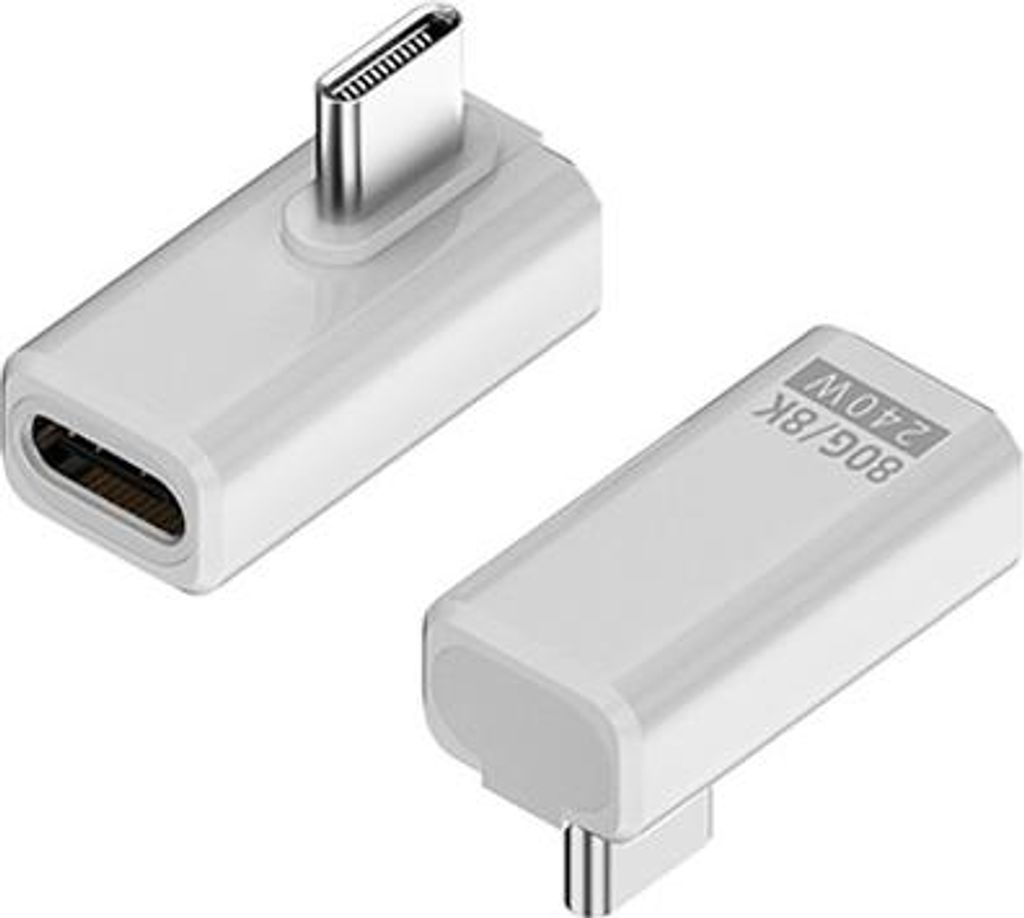 INF 240W 80Gbps USB-C Adapter (Buchse auf Stecker) - Winkelstecker 2er-Pack Weiß
