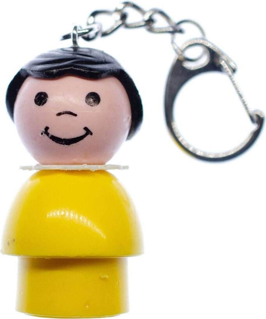 Fisher Price Little People Figur Vintage Retro Schlüsselanhänger 80er Frau Gelb