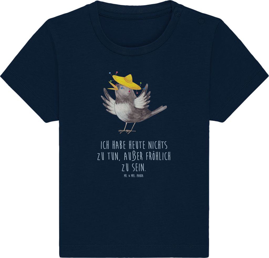Mr. & Mrs. Panda T-Shirt Rabe Sombrero 24. - 36. Monat - French Navy - Geschenk, Vögel, Baby Oberteil, Vogel, Glück Spruch, Kleinkind, Lustige Sp...