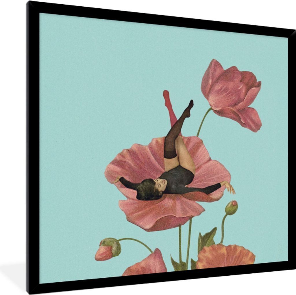 MuchoWow Gerahmtes Poster Träume - Vintage - Frauen 40x40 cm - Poster mit Schwarzem Bilderrahmen Wandposter Rahmen Foto Bilder - Mit Rahmen - Wa...