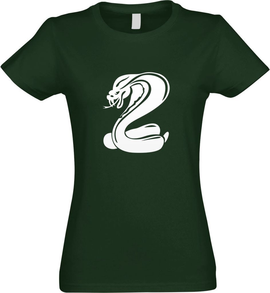 Kiwistar - T-Shirt tailliert - Damen - flaschengrün - Kobrasymbol - Schlangenkopf - mit Motiv Bedruckt - Funshirt Design - Sport - Freizeit - Dame...