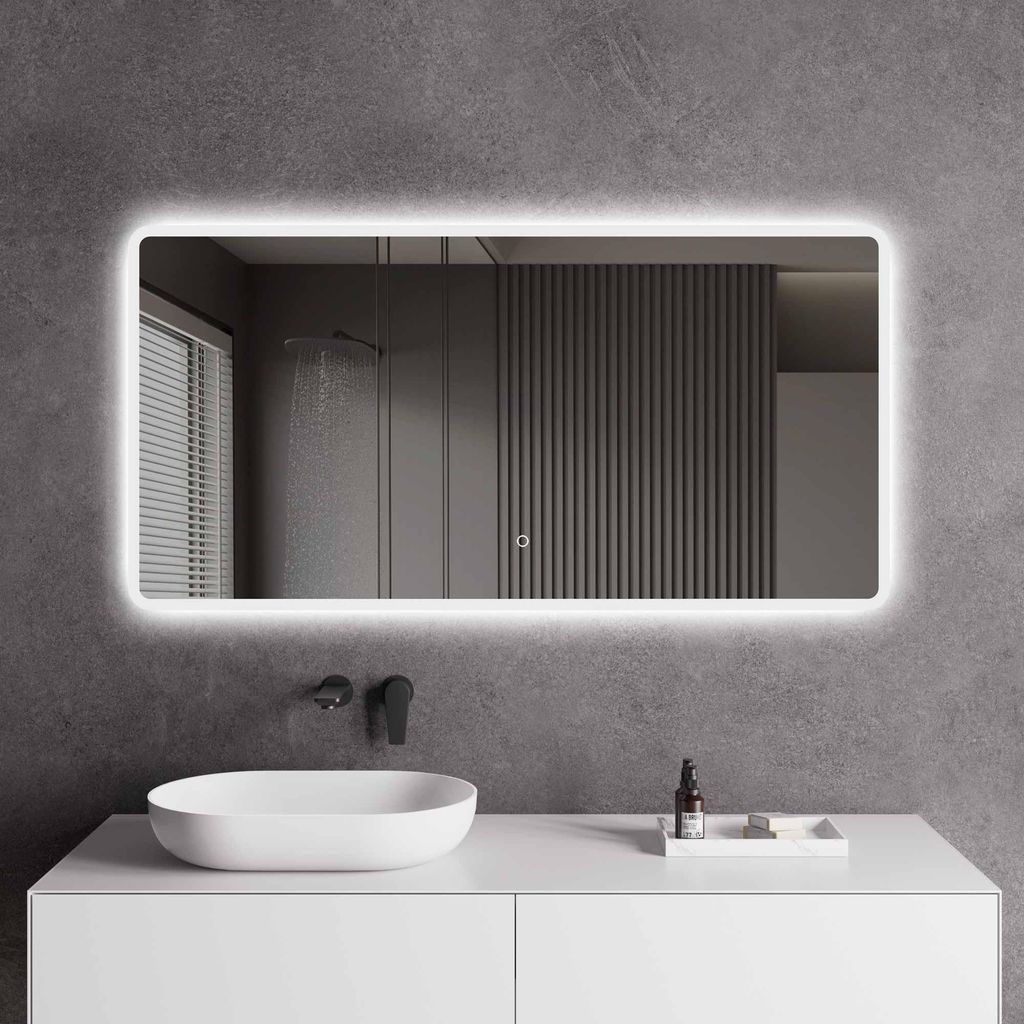 LED-Badspiegel | Vorder- & Hintergrundbeleuchtung | dimmbares Licht | Touch-Sensor | Größe wählbar, Größe:120x80 cm