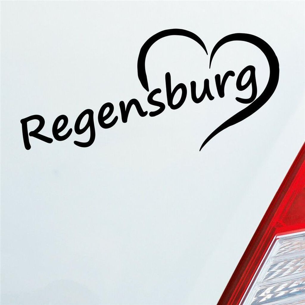 Auto Aufkleber Regensburg Herz Stadt City Love Liebe Heimat 17x8 cm Schwarz Glanz Sticker Heckscheibenaufkleber