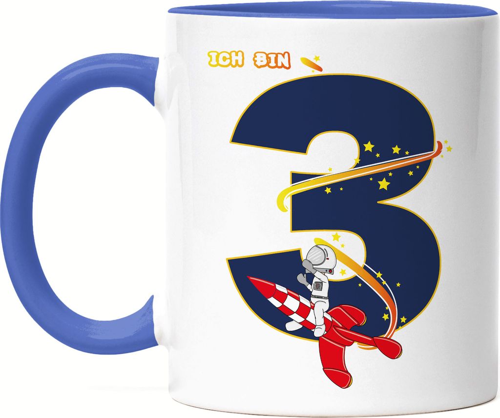 Ich Bin 3 Tasse Blau 3. Geburtstag Weltall Astronaut Fans Rakete Geschenkidee 3 Jahre Alt