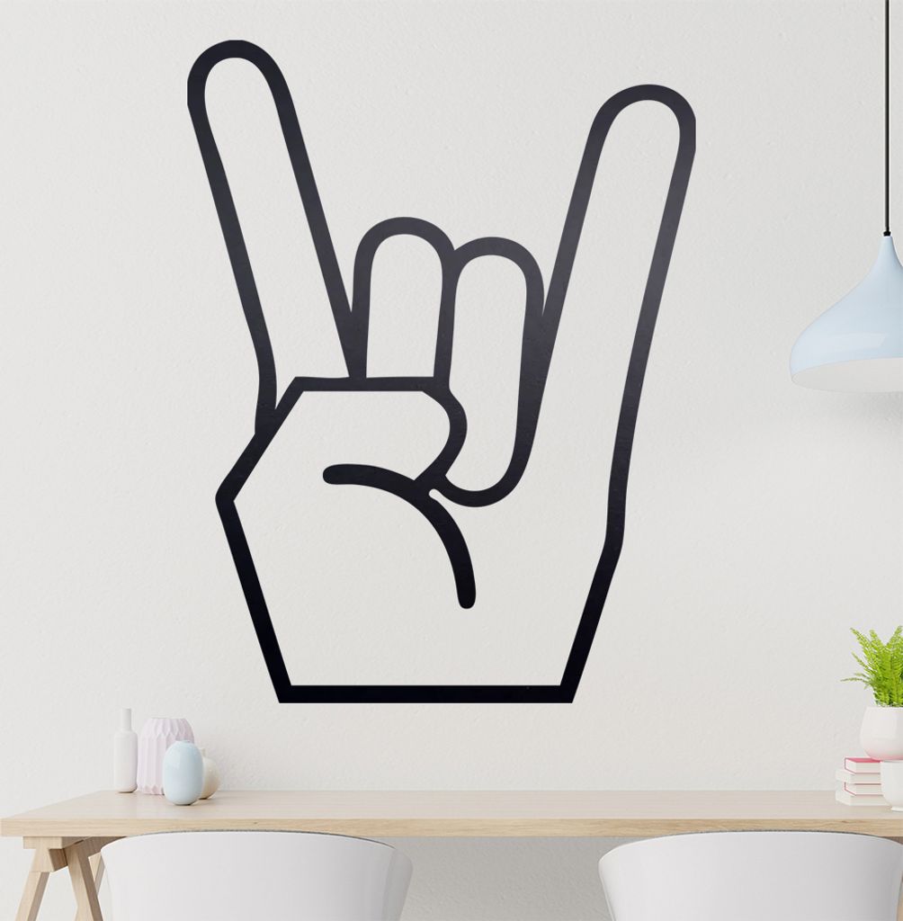 Hörner Handgruß Wandtattoo in 6 Größen - Wandaufkleber Wall Sticker - Dekoration, Küche, Wohnzimmer, Schlafzimmer, Badezimmer