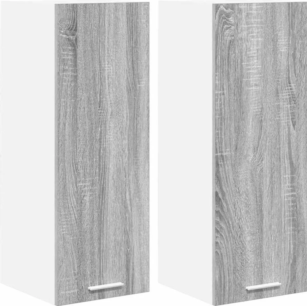 Set 2 Mobili Pensili 30x80 cm Grigio Sonoma Bianco | Arredo Moderno