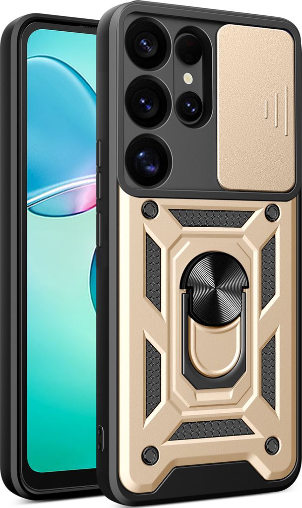 Hülle für Samsung Galaxy S25 Ultra Magnetische Ring Ständer Halter Dia Kameraschutz TPU Bumper Silikon Schutzhülle Gold
