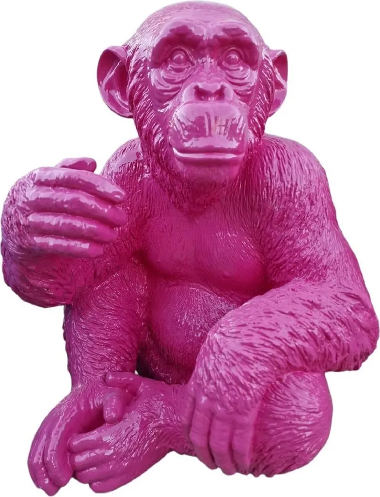 Statue Singe Violette en Résine de Luxe, Design Contemporain 55 cm H.