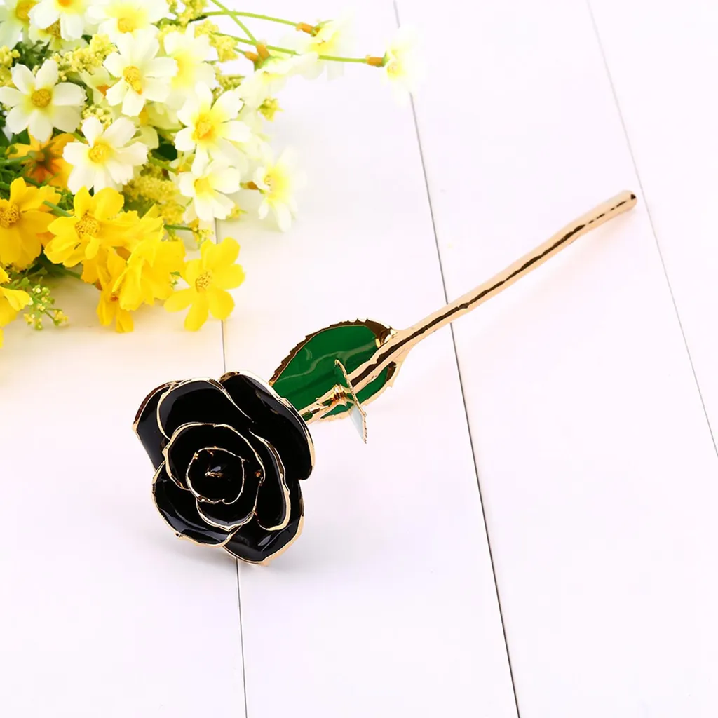 Rose éternelle en feuille d'or 24K - Fleur décorative avec support Love - 4