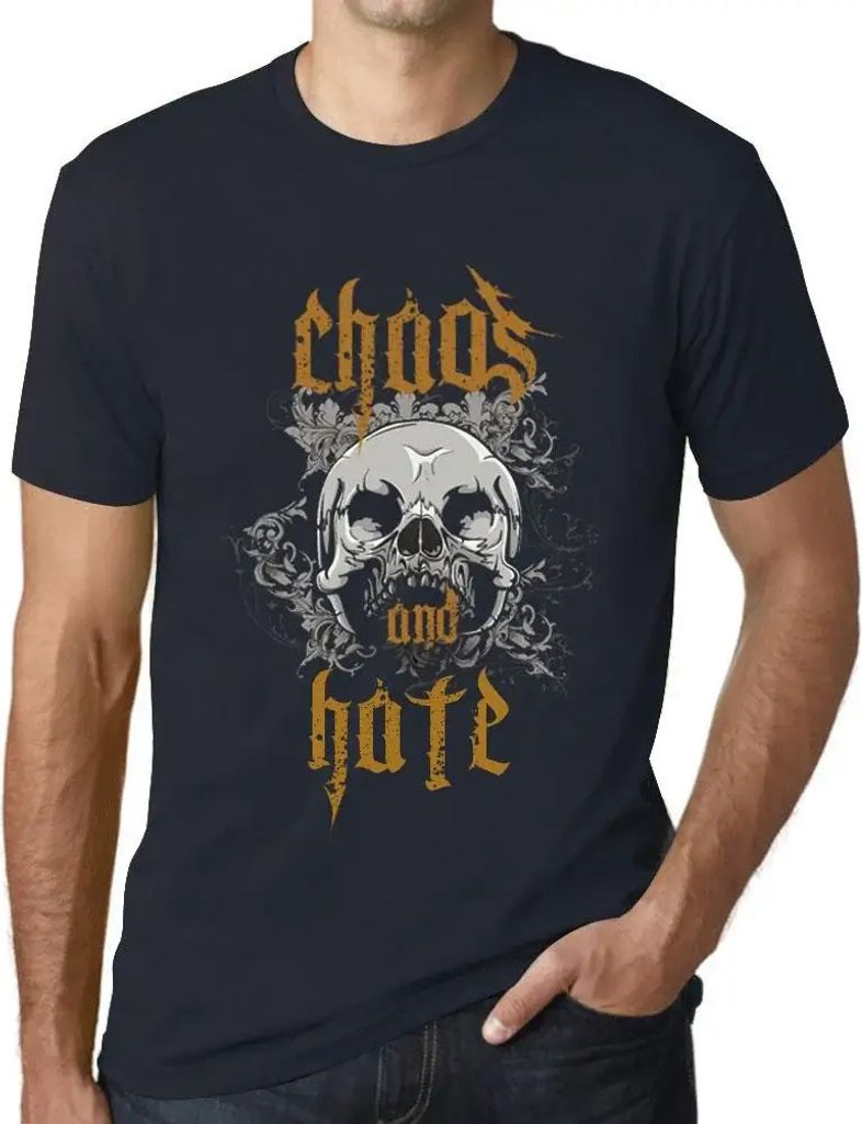 Herren Grafik T-Shirt Chaos und Hass – Chaos & Hate – Öko-Verantwortlich Vintage Jahrgang Kurzarm Lustige Druck Geburtstag Geschenk Mann
