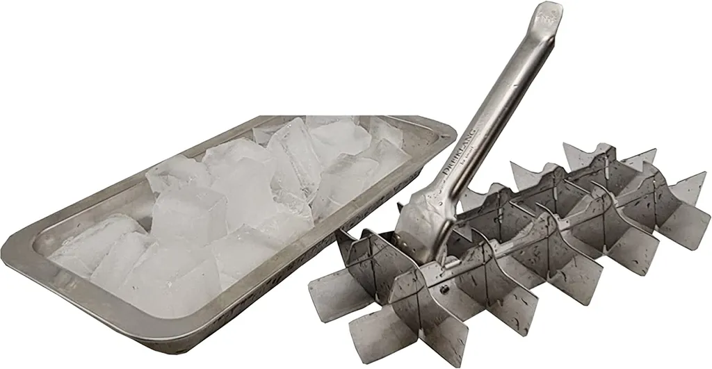 Dreiklang - be smart robusto stampo per cubetti di ghiaccio vassoio per cubetti di ghiaccio in acciaio inox di alta qualità con leva resistente e senza plastica in stile vintage - sostenibile e attento all'ambiente - 3