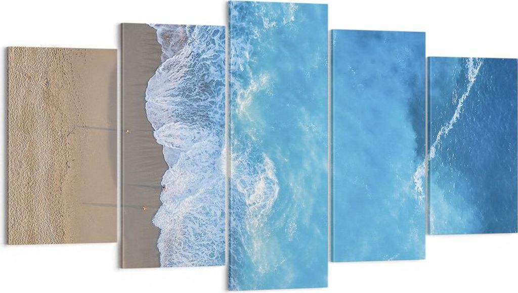 Bild auf Leinwand - Leinwandbild - 5 Teile - Strand Rand Meer - 160x85cm - Wand Bild - Wanddeko - Wandbilder - Leinwanddruck - Bilder - Wanddekorat...