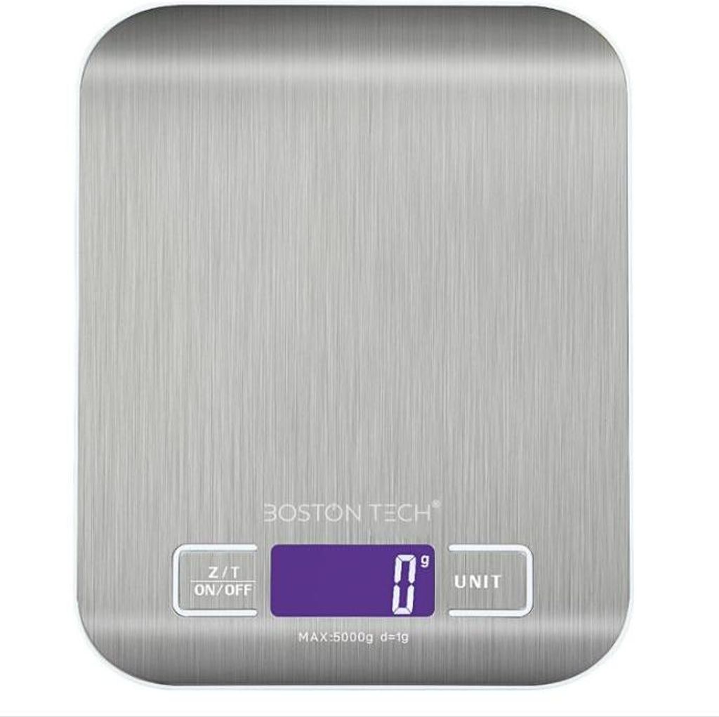 Boston Tech Digitale Küchenwaage HK105 – Edelstahl – 5 kg – Wasserdicht