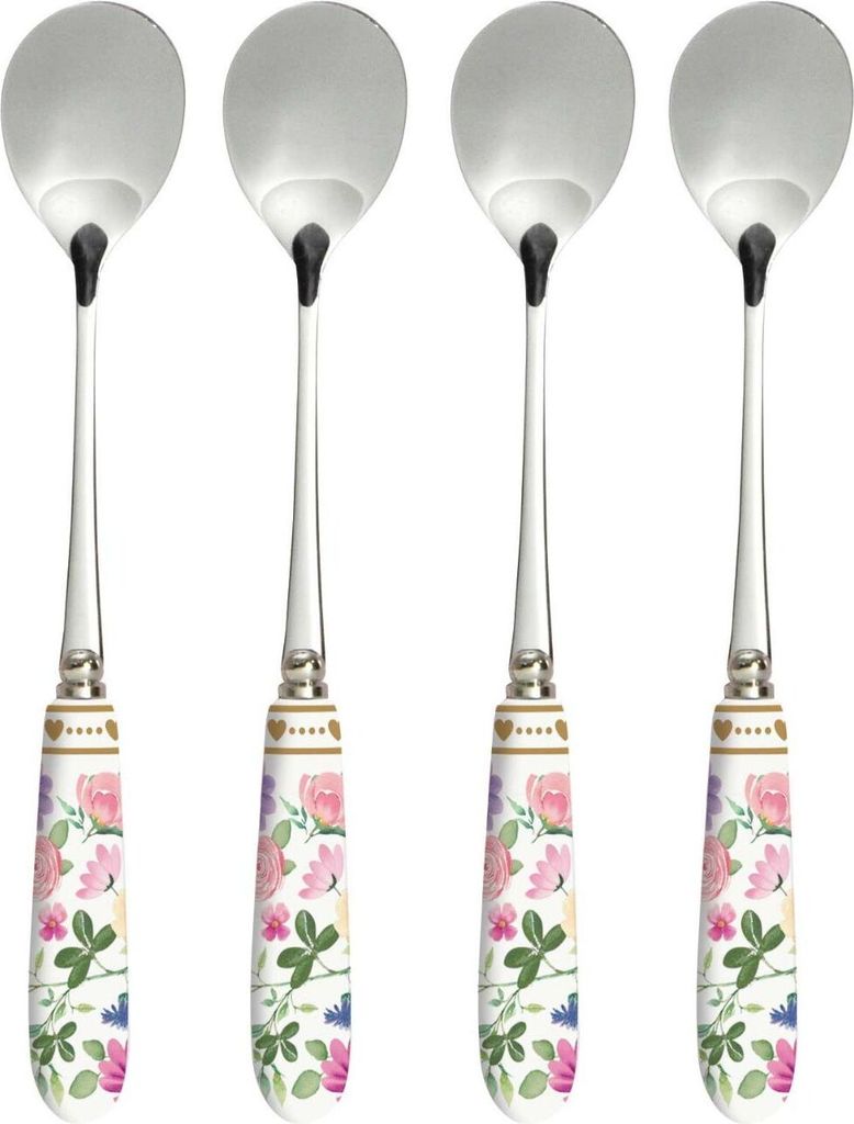 4er Set Kaffeelöffel MON AMOUR Herzen & Blumen mit Porzellangriffen Easy Life
