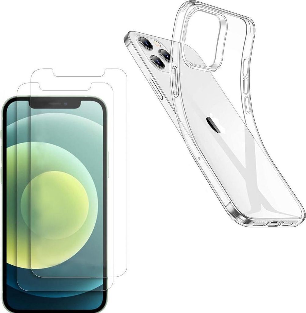Hülle für iPhone 12 PRO MAX (6,7") mit 2 Displayschutzfolien aus Hartglas Phonillico