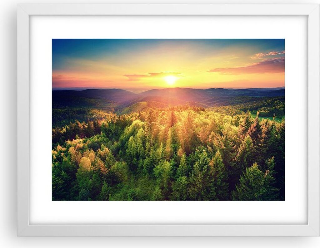Gerahmtes Poster - Weißer Rahmen - Berge Natur - 40x30 cm - Wand Bild - Wanddeko - Wandbilder - Kunstposter - Wandposter - Bilderrahmen - Bilder -...