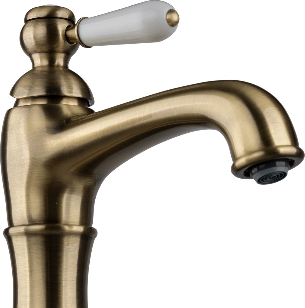 PaulGurkes Nostalgie Armatur Bronze Messing Lang für Aufsatzwaschbecken