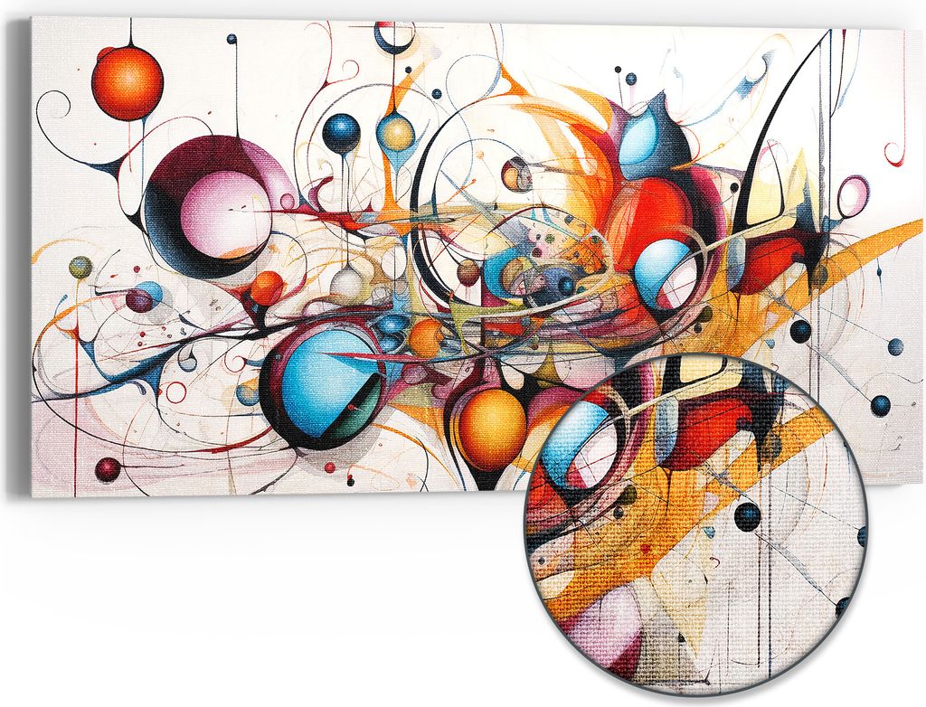 DEQOART Hybrid Leinwand Bild 60x30 cm 'Tanzende Farben' Wandbild Glas flach modern
