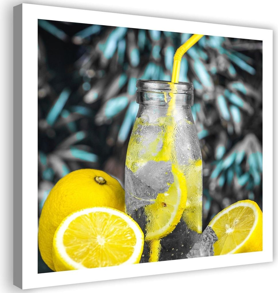 Leinwandbild getränk und zitronen 50x50 cm Feeby gelb wandbild bereit zum aufhängen