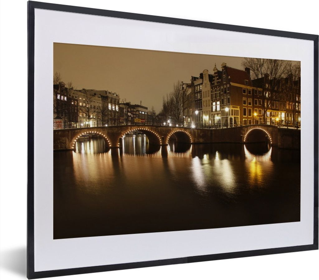 MuchoWow MuchoWow Gerahmtes Poster Bild der Keizersgracht in Amsterdam 40x30 cm - Poster mit zchwarzem Bilderrahmen - Bilderrahmen - Poster im ...