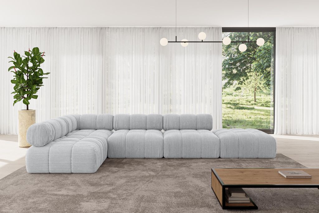 ALTDECOR Modulares Sofa Ecksofa in L-Form - Favio-L2 - 380x190x70 cm Grau universal, links/rechts Corner modular Sofa Eckcouch Couch Wohnlandschaft...