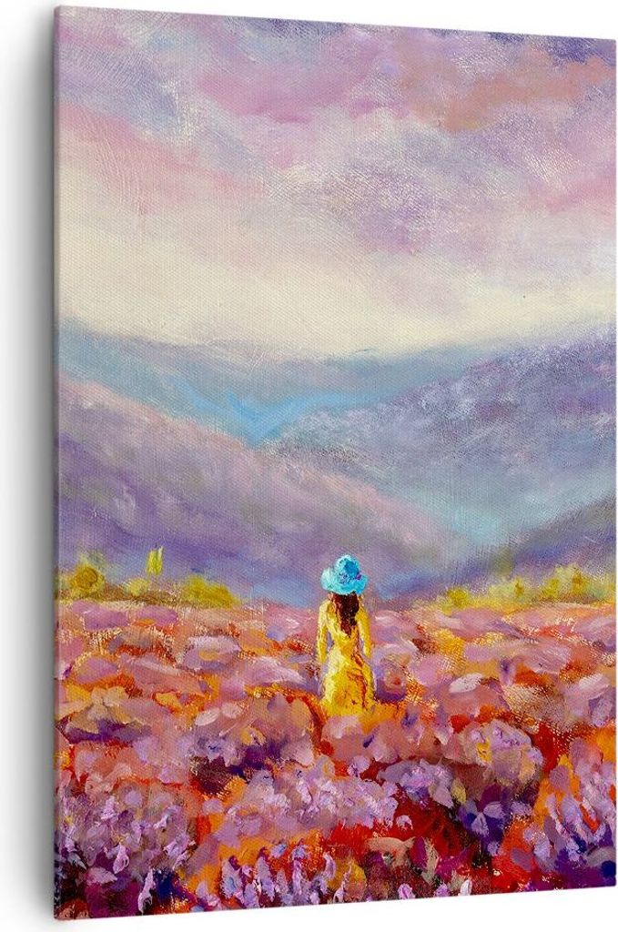 Bild auf Leinwand - Leinwandbild - Einteilig - Feld Frau Landschaft - 70x100cm - Wand Bild - Wanddeko - Wandbilder - Leinwanddruck - Wanddekoration...