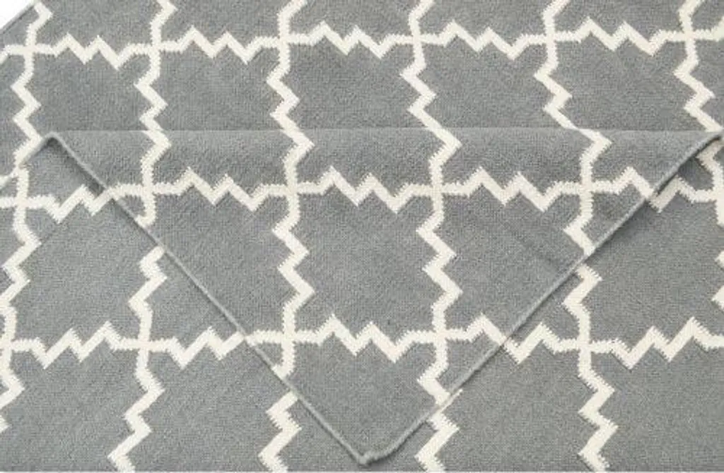 Tapis Kelim Eugenie Gris 155x240 cm : Anti-poussière et Facile à Laver