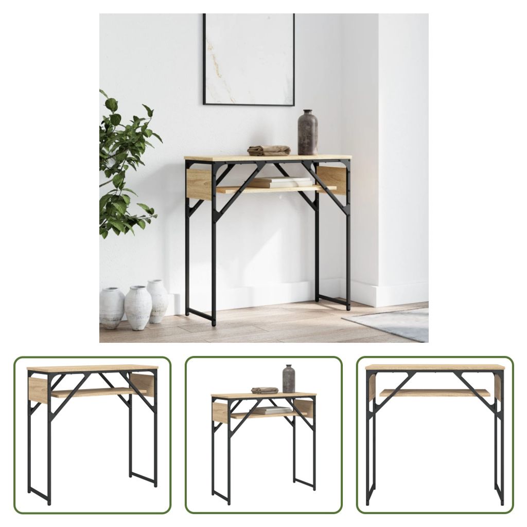 The Living Store Konsolentisch mit Ablage Sonoma-Eiche 75x30x75cm Holzwerkstoff
