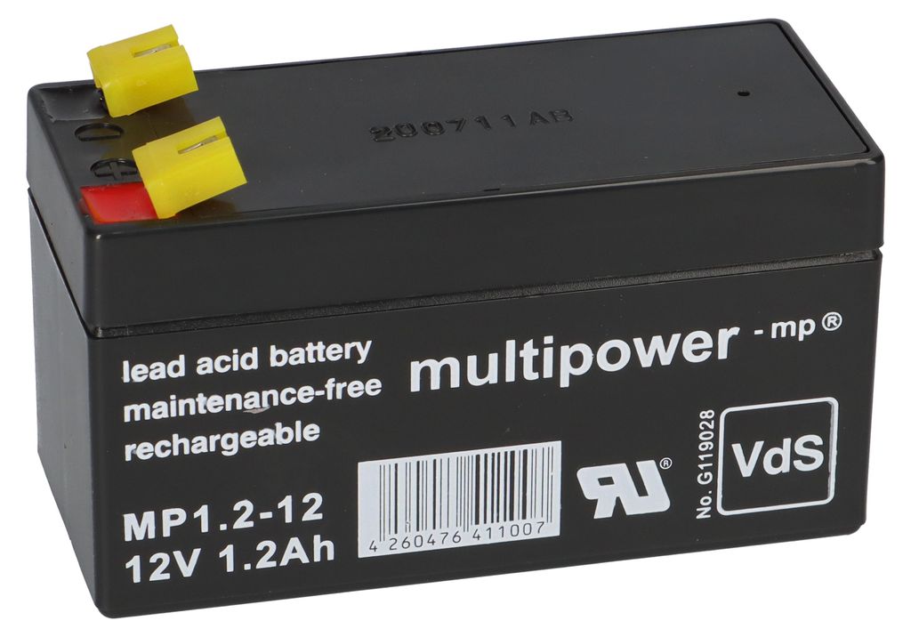 Multipower Batterie au plomb MP1,2-12 Pb 12V 1,2Ah VdS Image du produit 